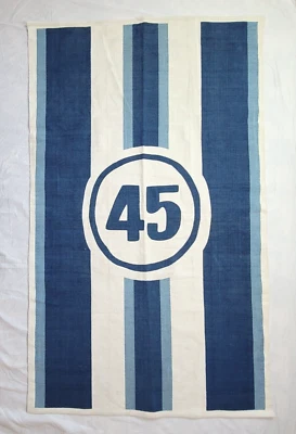 Alfombra a rayas Pottery Barn Kids azul de carreras tejida todo algodón 3x5' lavable a máquina Foto 1 de 4