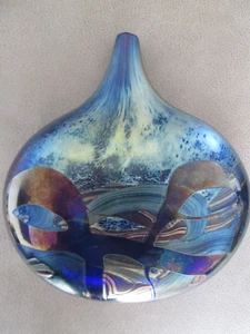 Large MICHAEL HARRIS 'NIGHTSCAPE' Isle of Wight British Studio/Art Glass Vase. - Picture 1 of 17