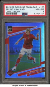2021 Donruss Soccer Road to Qatar ERLING HAALAND OPTIC Holo Silver Norway PSA 8 - Picture 1 of 6