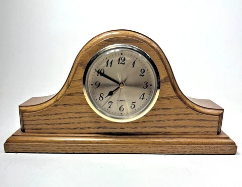 Vintage Wood N' Stuff  Alarm Desk Clock Real Oak Wood Construction 11" W by 6" T Cover