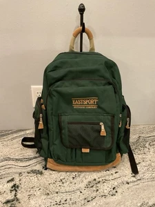 Vintage Eastport großer Canvas Leder Rucksack grün - Bild 1 von 13
