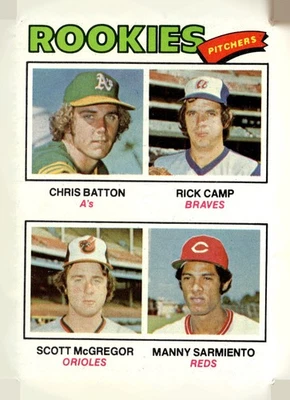 1977 Topps #475 1977 Rookie Pitchers (Batton /Camp /McGregor /Sarmiento) - Image 1 of 2