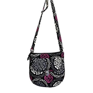 Vera Bradley Black Pink Crossbody Quilted EUC Canterberry Magenta - Picture 1 of 8