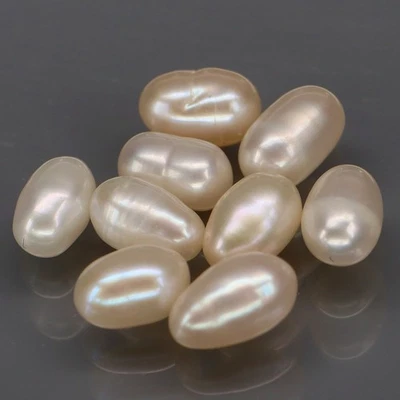 Egg Shape 5.5x3.5 to 6.5x4mm.Natural Creamy White PEARL THAILAND 9Pcs/5.82Ct. - Image 1 of 4