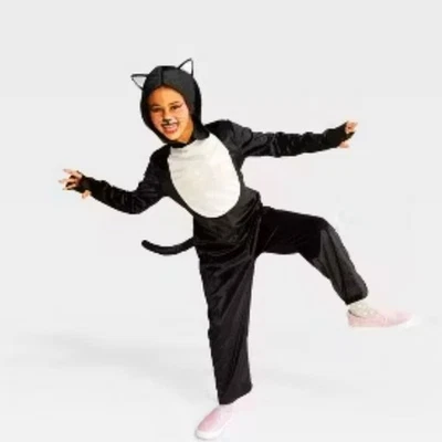 Disfraz de Halloween de gato callejón negro 10/12 mono con capucha y cola 2 piezas niñas Foto 1 de 3
