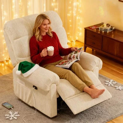 Sofá reclinable eléctrico de felpa con puerto USB nube sofá suave configuración sin herramientas Foto 1 de 4