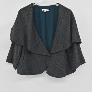 CABI Womens Capelet Jacket Size 12 Tartan Plaid Preppy Academia Crop Retro Shawl - Picture 1 of 14