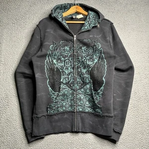 Vintage Y2K Not of this World NotW Hoodie Zip Up Sweatshirt All Over Print Large - Picture 1 of 11