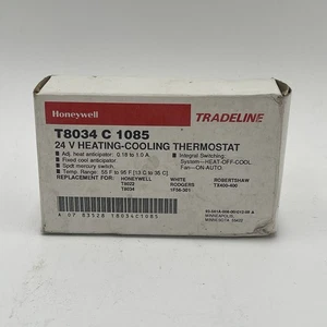 Honeywell Tradeline 24v Heating & Cooling Thermostat New NIP T8034C1085 T8022 - Picture 1 of 4