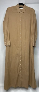 Xirena Tan Boden Dress Women's XS Long Slv Maxi Button Up Cotton Poplin Pockets - Picture 1 of 7