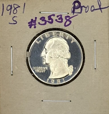 1981-S Proof Washington Quarter, Item 3538 - Image 1 of 4