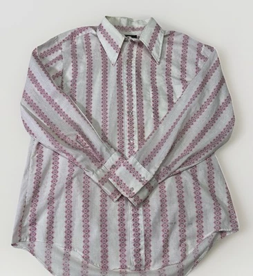 Vintage 70s Towncraft Penn Shirt JC Penney M/L Dagger Collar Pink Stripe - Image 1 of 4