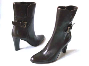 BOTAS CHARLES DAVID Cuero Marrón Oscuro al tobillo 10 Hechas en Italia nuevas $425 Lo último  - Imagen 1 de 3