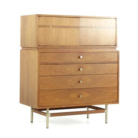 Kroehler Signature Mid Century Rosewood and Walnut Highboy Dresser Cover