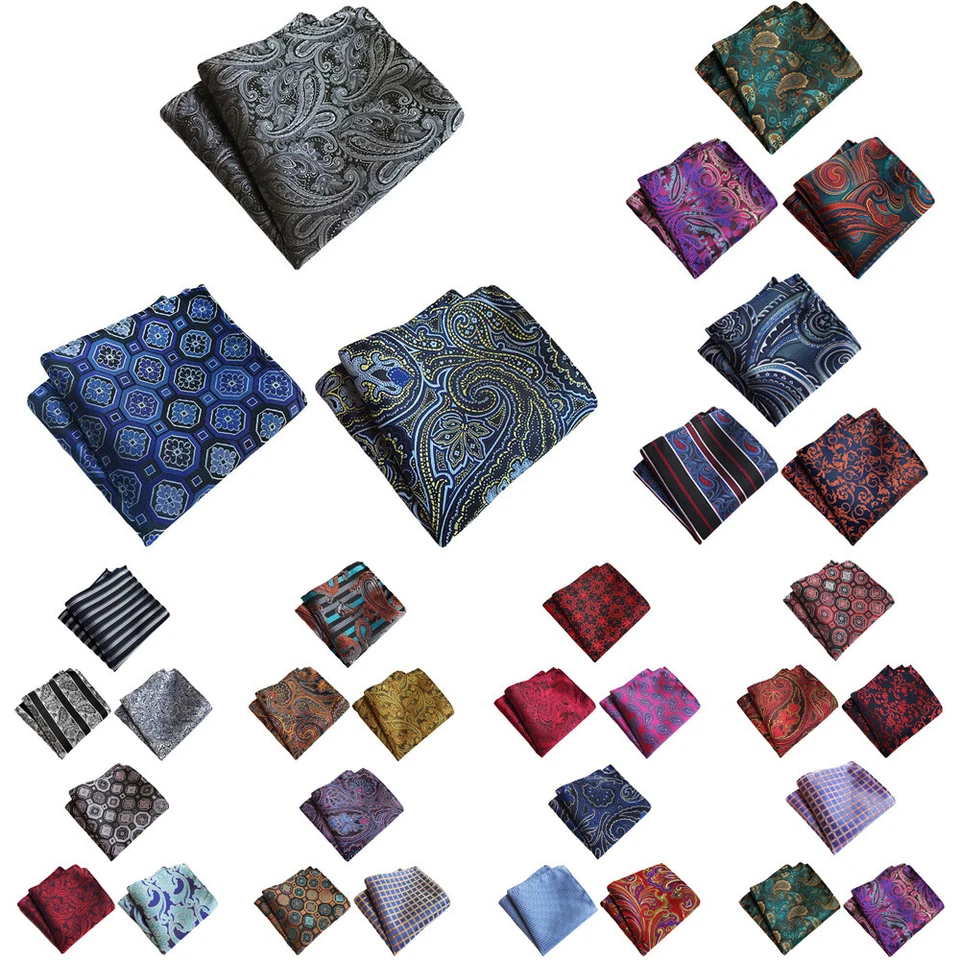 3 Packs Men Flower Paisley Print Pocket Square Handkerchief Wedding Party Hanky  - Image 1 of 1