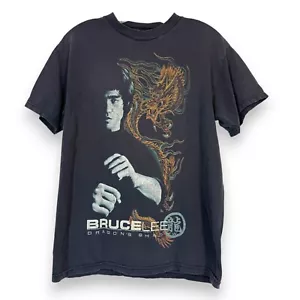 Vintage Bruce Lee T-Shirt Medium The Dragon Black 90s 1996 - Picture 1 of 7
