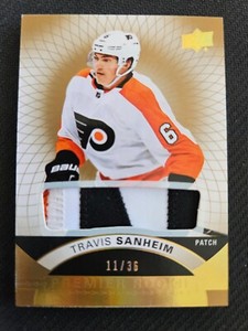2017-18 UPPER DECK PREMIER TRAVIS SANHEIM #76 #ed 11/36 GOLD ROOKIE AUTO PATCH