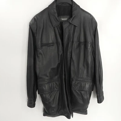 Chaqueta Larga de Cuero Bally Piel de Cordero Negra Hecha en Italia 38 Foto 1 de 4