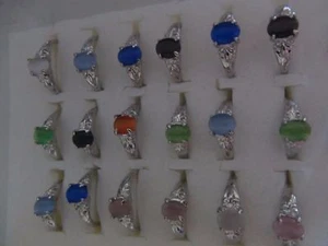 Multicolor Opal Silver Plated Alloy Rings - Picture 1 of 2