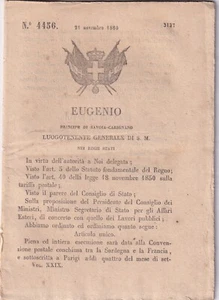 17117-R.DECRETO N° 4456, EUGENIO,CONVENZIONE POSTALE TRA SARDEGNA E FRANCIA,1860 - Picture 1 of 5