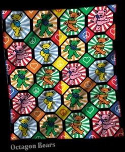New Colorful Octagon Dancing Bears Plush Throw Gift Blanket Fleece Grateful Dead - Picture 1 of 3