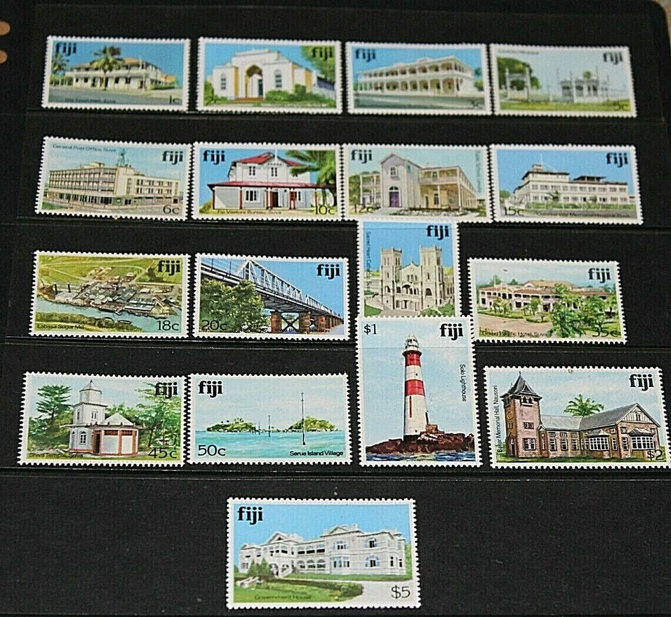 FIJI 1979-84 ARQUITECTURA, JUEGO DE EDIFICIOS DE 17 A $5,00 FINO M/N/H Foto 1 de 1