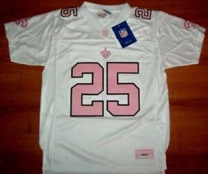 Reggie Bush New Orleans Saints Jersey Youth Girls XL White Pink Embroidered NFL