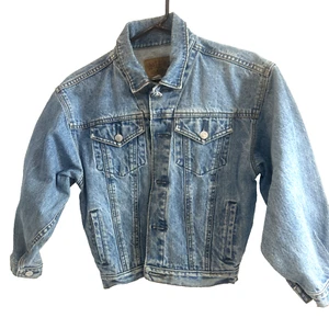 Gap Blue Jean Jacket Youth Sz L Denim Long Sleeve Y2k Distressed Streetwear - Picture 1 of 15