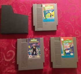 Sesame Street 3 game lot NES Countdown ABC 123 Nintendo authentic tested PBS kid