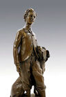 Jugendstil Bronze - THE PRINCE IMPERIAL WITH HIS DOG NERO, sign. J. B. CARPEAUX 