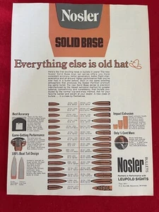Vintage 1977 Nosler Solid Base Boat Tail Munition Print Ad- Ad Only - Bild 1 von 7