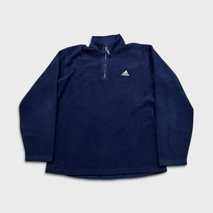 Chaqueta De Colección Adidas Polar Para Hombre XL Azul 1/4 Cremallera Essentials Deletrear Años 90 - Imagen 1 de 6