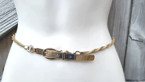 Vintage Women's Gold Rope Chain Belt Twisted Metal Mesh Sm/Med - Picture 1 of 7