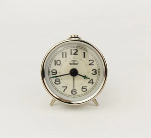 Vintage 1990s Alarm Clock BENTIME Great Britain Silver Table Desk Clock - Picture 1 of 4