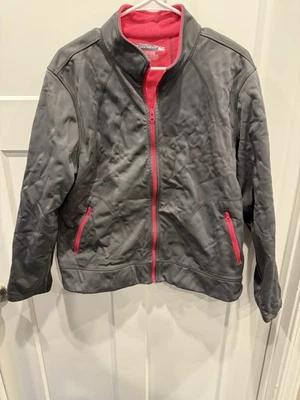 Tek Gear женщин XL флисовая подкладка молнии куртка, серый/ярко-розовый - Изображение 1 из 3