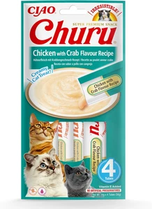 Churu Snack per Gatti Cremoso Con Pollo E Granchio - 1 Pack (4 Stick X 14Gr) - C - Foto 1 di 12