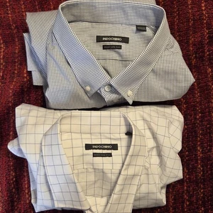 Indochino zwei maßgeschneiderte Kleiderhemden Paket 2XLT 3XLT 54 Brustumfang weiß grafisch kariert - Bild 1 von 18