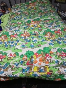 Juego de Sábanas Pitufos Años 80 Planas y Ajustables Cama DOBLE 54x76 Talla 2 Funda de Almohada - Imagen 1 de 16