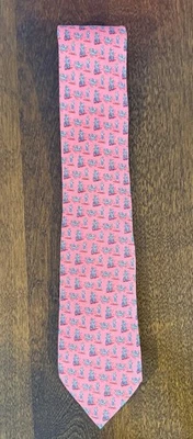 Vineyard Vines Men's Silk Tie Coral Pink Triathlon Hand Picked By Shep & Ian - Image 1 of 4