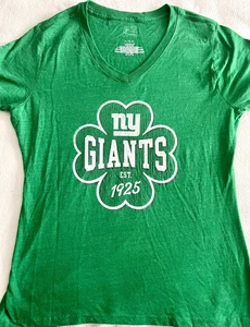 NY GIANTS WOMENS SHIRT XL ST PATRICKS DAY IRISH GREEN FANATICS PRO NFL FOOTBALL - Picture 1 of 5