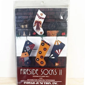 Fireside Socks 4 Felt Christmas Stockings Indygo Junction Sewing Pattern Uncut - Picture 1 of 3