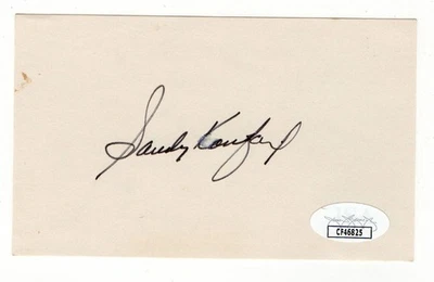 Sandy Koufax Signed Autographed 3X5 Index Card Dodgers Smeared JSA CF46825 - Image 1 of 2