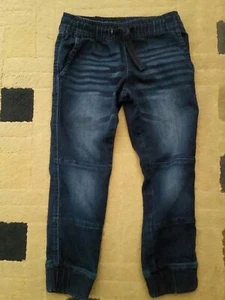 Falls Creek Dark Denim Knit Jeans Pull on drawstring Pockets Girls 8 Banded Cuff - Picture 1 of 3