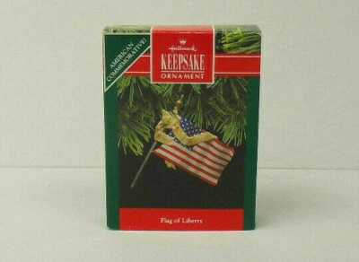 1991 Hallmark Keepsake Ornament Flag of Liberty God Bless America WITH BOX Foto 1 de 4
