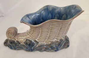 Stangl Terra Rose Vase Rare Porcelain Blue & Beige Conucopia MCM - Picture 1 of 7
