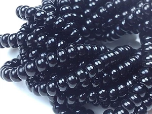 Cuentas de semillas de vidrio checo talla 6/0 opacas ""NEGRAS"" hebras - Imagen 1 de 2