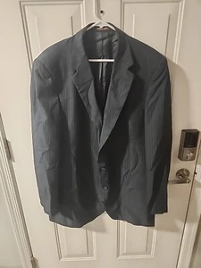 KENNETH MORTON Mens Size 46L Blue Gray Sport Coat Suit Jacket Blazer Pinstripe - Picture 1 of 12