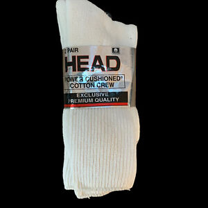 Vtg HEAD Sox 2 Pair Power Cushioned Cotton Crew Socks Size 10 - 13 Large USA