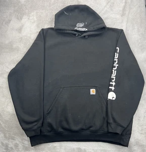 Carhartt Hoodie Mens XL Black Pullover Heavyweight Thrashed Grunge Workwear USA - Picture 1 of 23