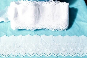 Mercerie Broderie ★Dentelle 8 cm coton★ Au metre Blanc D182 Lace trim Neuf - Imagen 1 de 1